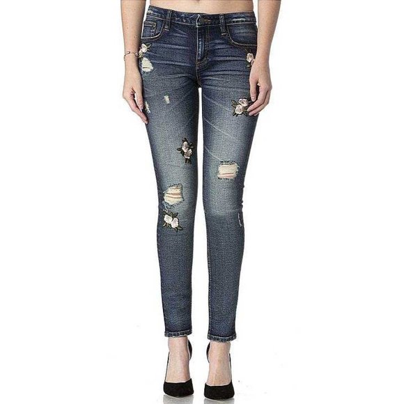 NWT MISS ME Floral Embroidered Skinny Jeans - Picture 4 of 12